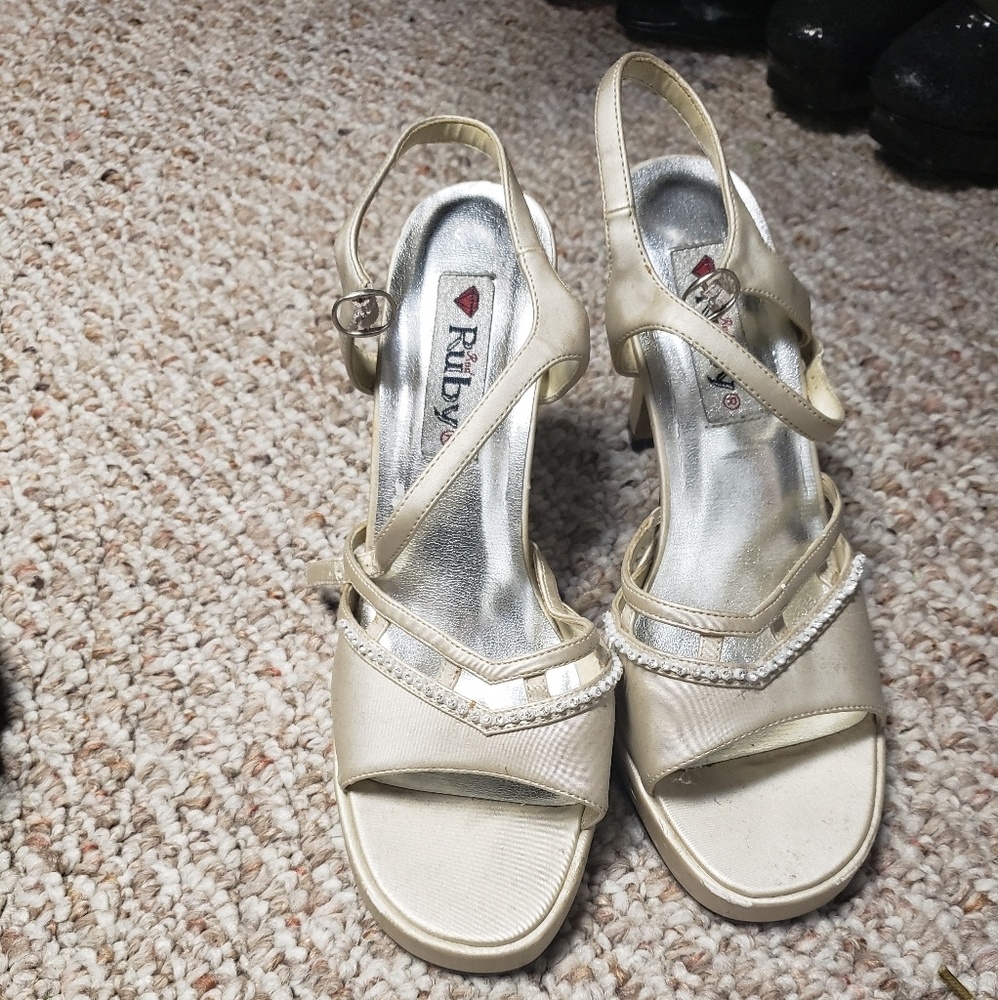 Champagne Platform Heel with Rhinestones